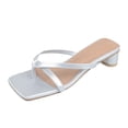 thumbnail image 6 of Dakaela Flip Flop Heels for Women Square Toe Block Heeled Thong Sandals Dress Slides Mules, 6 of 7