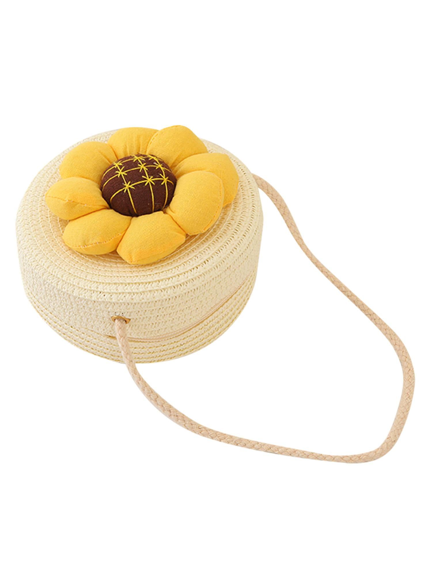 Pinfect Kids Sunflower Straw Shoulder Bag Girl Summer Sweet Purse
