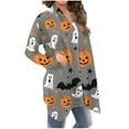 thumbnail image 6 of Fznquz Open Front Womens Sweater 2025 Halloween Cardigan Long Sleeve Funny Casual Ghost Print Gray Women Clothing, 6 of 6