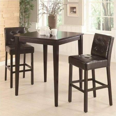 - Coaster Cappuccino Square Leg Table 3 Piece Pub Set in Cappuccino