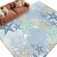 thumbnail image 2 of Blue Green Sea Washable Living Room Rugs 5'x7', Nautical Coastal Ocean Watercolor Shell Coral Starfish Low Pile Throw Large Area Rugs Non-Slip Sturdy Edge Binding Carpet for Dining Room Bedside, 2 of 9