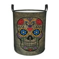 thumbnail image 1 of XMXY Round Laundry Basket Organizer, Flower Skull Death Skeleton Waterproof Collapsible Dirty Clothes Basket Laundry Hamper, Small Size, 1 of 8