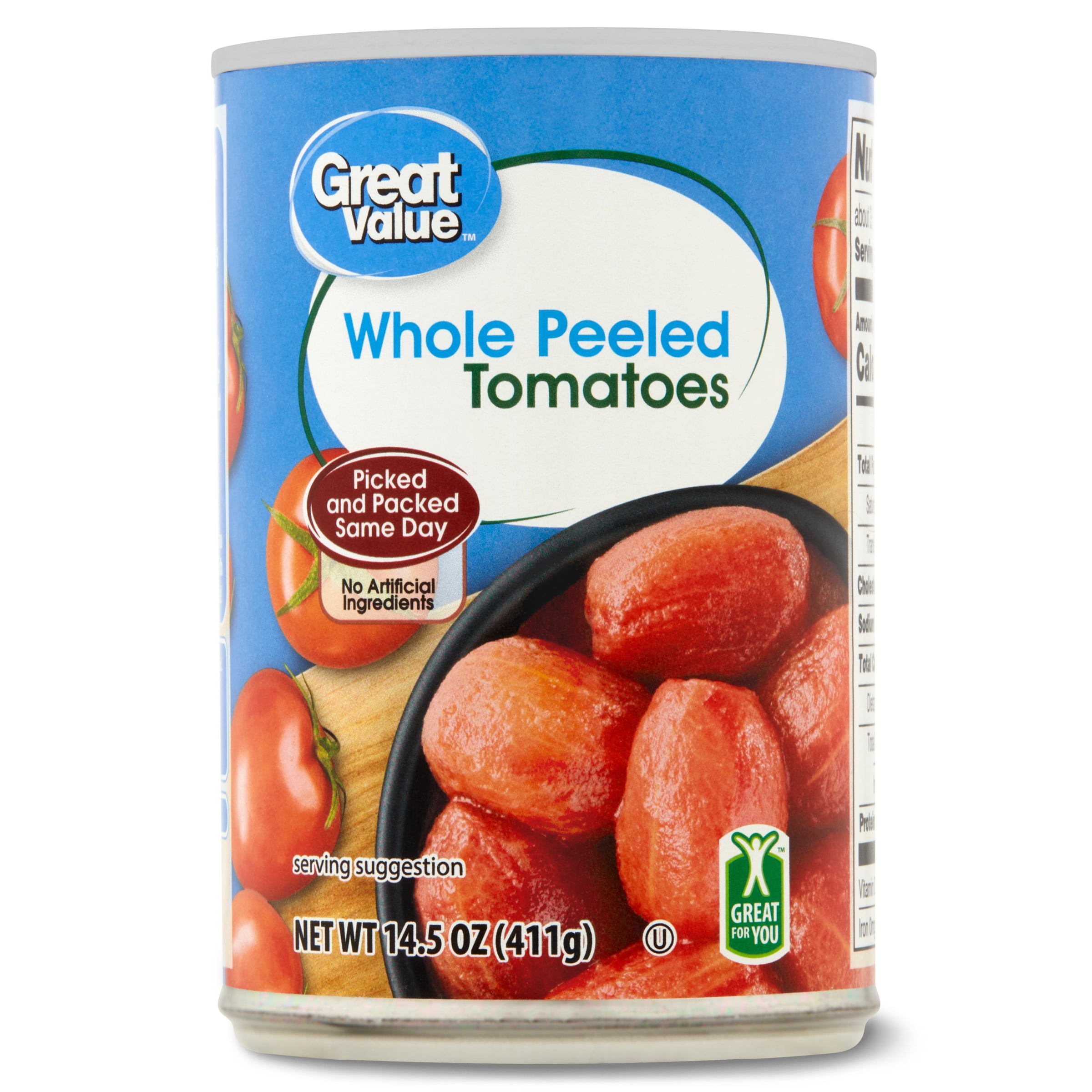 Great Value Whole Peeled Tomatoes, 14.5 Oz