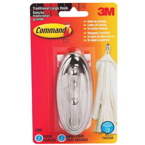 Command Trad Hook Chrome Lg - Walmart.com
