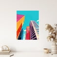 thumbnail image 4 of City Living Skyscraper Graphic Design Orange Purple Blue Skyline with Clear Sky Unframed Wall Art Print Poster Home Decor Premium, 4 of 5