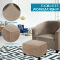 thumbnail image 6 of Topchances 1-Piece Velvet XL Ottoman Stretch Slipcover, Light Brown, 6 of 7