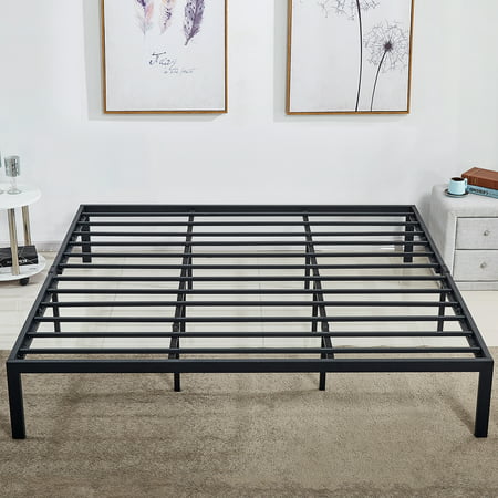King Size Low Profile Platform Bed, Queen Size Bed Frame With Storage No Headboard