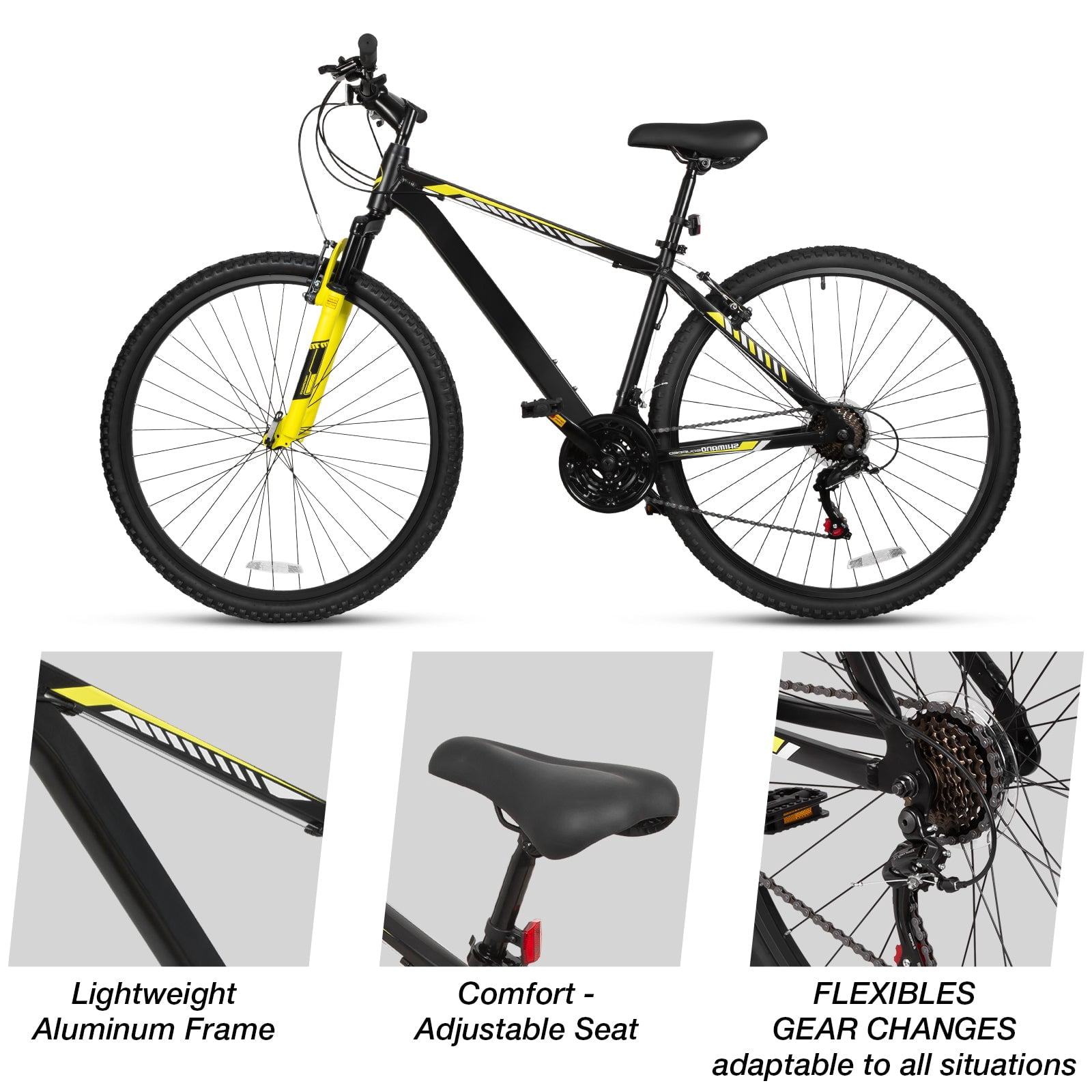 Hykolity 29 inch Mountain Bike 29r MTB Sport Bicycle 21 Speed Outdoor Cycling Large Bike Lightweight Full Suspension for Adult Men Woman Sooty Gray