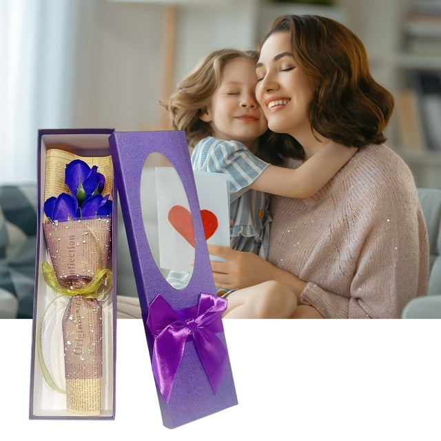 Caja de regalo de ramo de rosas de flores de jabón | Rosa Eterna Preservada | Luz LED romántica | Día de la Madre, Día de San Valentín, Cumpleaños, Regalo de Aniversario | 33x9.5x6cm | 1 pieza |