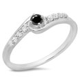 thumbnail image 1 of Dazzlingrock Collection 0.25 Carat (ctw) 10K Black & White Diamond Ladies Bridal Wave Promise Ring 1/4 CT, White Gold, Size 6, 1 of 1