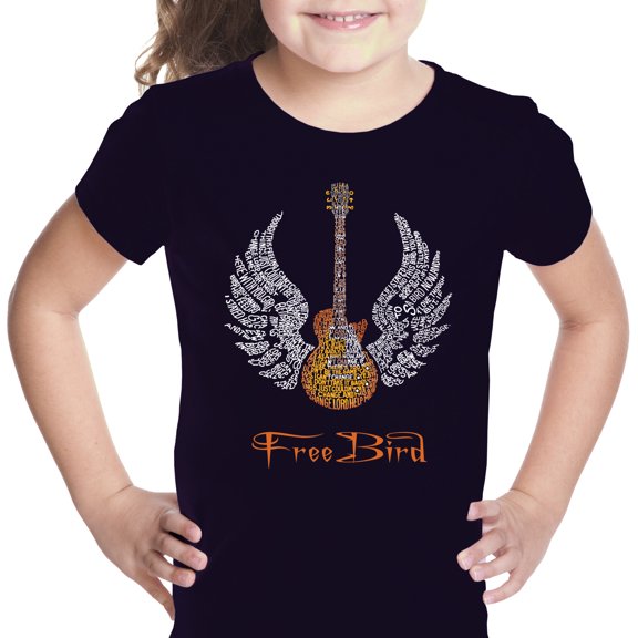 LA Pop Art Girl's Word Art T-shirt - LYRICS TO FREEBIRD
