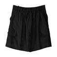thumbnail image 7 of Taqqpue Women's Casual Cargo Shorts Elastic High Waisted Dressy Wide Leg Knee Length Bermuda Shorts Solid Color Straight Shorts with Pockets, 7 of 7