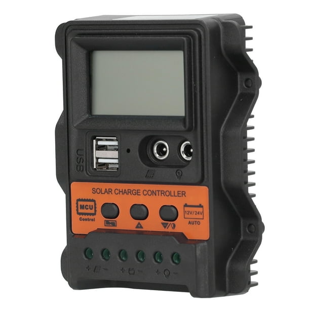 Controlador de Carga Solar, Controlador de Carga Solar DC 12V-24V, Regulador Inteligente de Batería de Panel Solar Con Controladores de Carga de Energía Duales Renovables