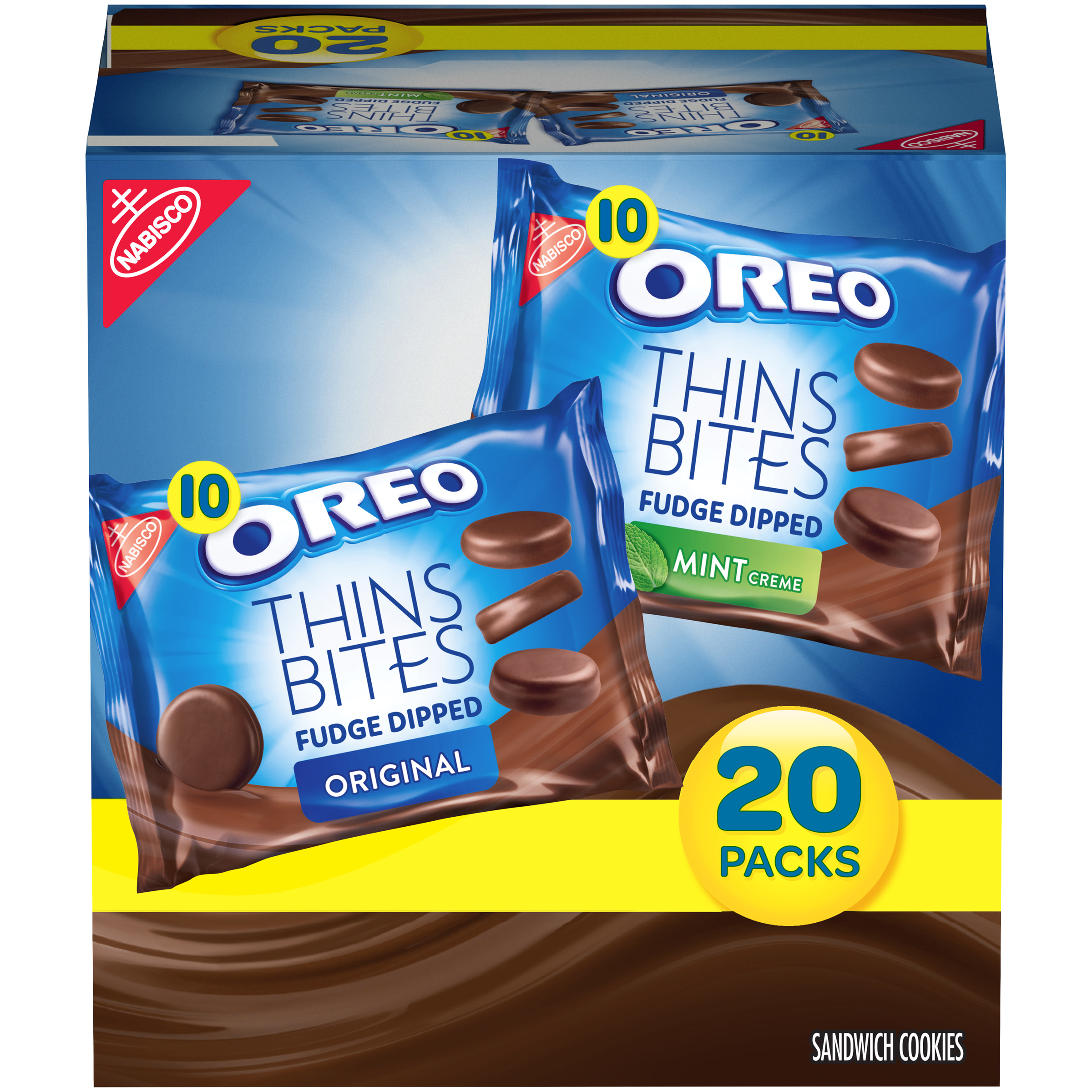 OREO Thins Bites Fudge Dipped Original & Mint Flavored Creme Sandwich
