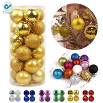 Deago Gold Plastic Small Shatterproof Ball Ornaments, with Hanging Hooks 24 Count (1.18")