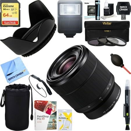 Sony (SEL2870) FE 28-70mm F3.5-5.6 OSS Full Frame E-Mount Lens + 64GB Ultimate Filter & Flash Photography