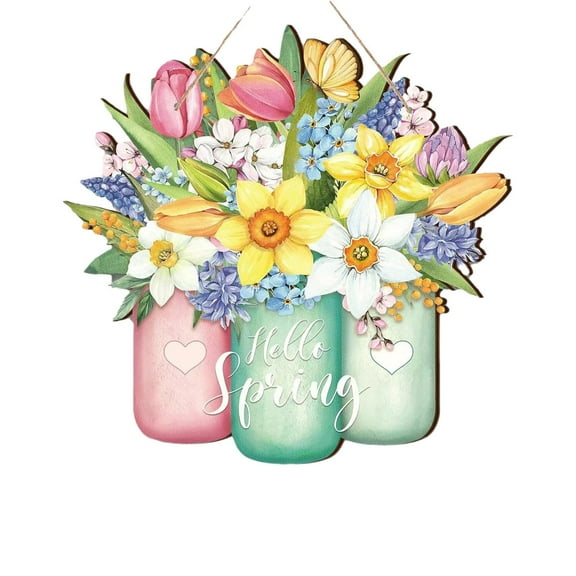 Household Doorplate, Ongmies Door Plates Colorful Flowers Spring Hanging Decorative Signs Wooden Spring Welcome Panels Are Used to Decorate The Porch Entrance Door, Door Hanging Decoration