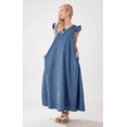 thumbnail image 4 of Womens Long Denim Dress Plus Size Casual Loose Fit Ruffle Sleeveless V-Neck Jean Maxi Dresses for Women&nbsp;, 4 of 6