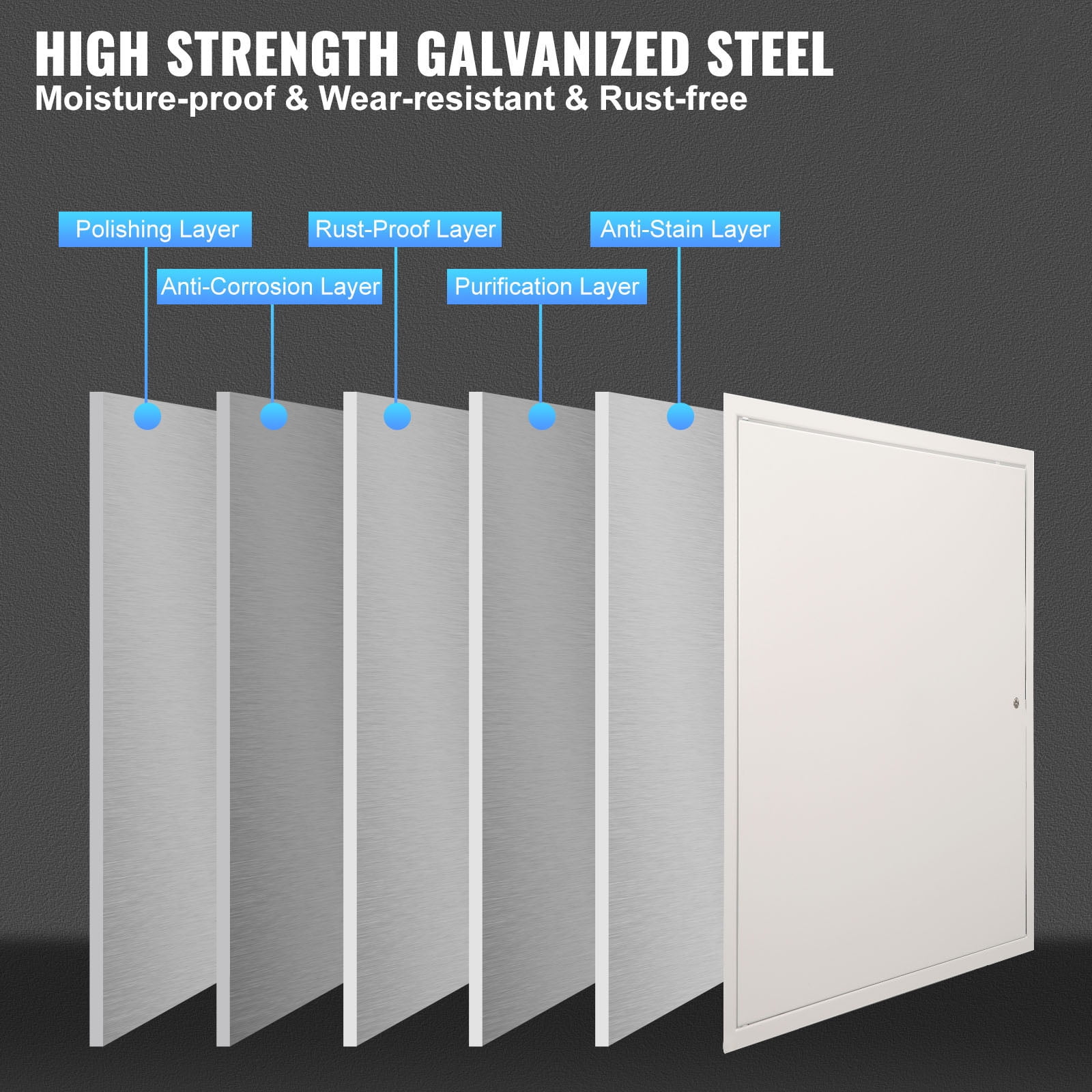KFFKFF Drywall & Ceiling Access Panel, 16 x 16 Inch Utility Access Doors, Strengthened Access Entry, Robust Steel Wall Aperture Cover, Simple Installation Detachable Hinged Panel