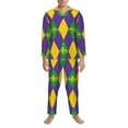 thumbnail image 3 of Honeii Mardi Gras Pattern Mens Pajamas Set,2pcs Men's Lounge Long Sleeve Sleep Shirt and Pajama Bottoms Sleepwear Set,Mens Pjs Sets-XX-Large, 3 of 7