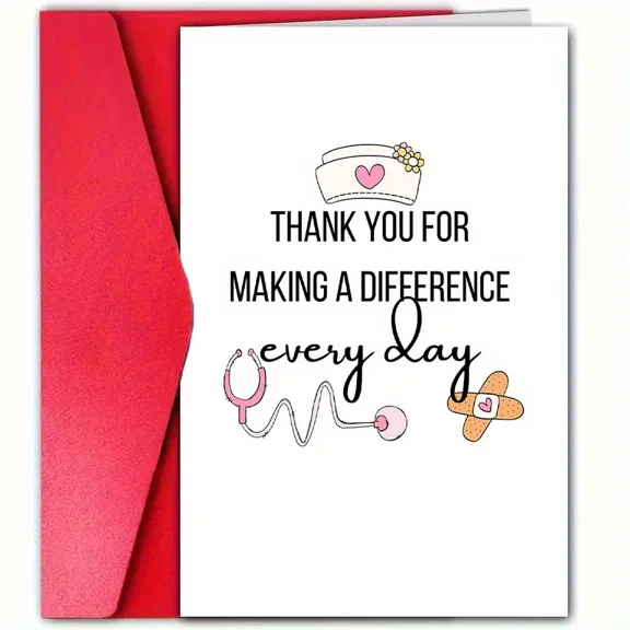 Thank You Card for Healthcare Workers – "Thank You for Making a Difference Every Day" – Cute Design with Stethoscope & Band-Aid – Perfect Appreciation Gift for Nurses and Doctors