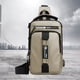 thumbnail image 4 of Mochila bandolera para hombre mujer | Bolsa de pecho ajustable para el hombro con orificio para auriculares | Poliéster ligero | Tamaño compacto para tabletas de 7,9" | Azul Caqui Gris Oscuro | 11,8, 4 of 7