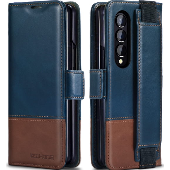 Funda KeziHome de piel auténtica tipo cartera para Galaxy Z Fold 4 5G