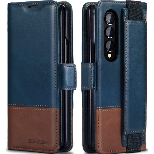 Funda KeziHome de piel auténtica tipo cartera para Galaxy Z Fold 4 5G