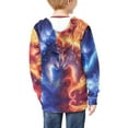 thumbnail image 2 of Chaqlin Ice Fire Flame Wolf Youth Athletic Top Zip Up Hoodie Long Sleeve with Pockets Lightweight Sports Jacket Boys Size 8-10, 2 of 7