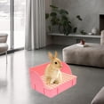 thumbnail image 4 of Tall-Sided Plastic Rabbit Litter Box with Narrow Bottom Net - Pink Small Size (29x22x15.5cm) | Anti-Splash Pet Toilet for Chinchillas, Guinea Pigs | Easy-Clean Design, Feces-Urine Separation, Smooth, 4 of 5