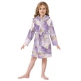 thumbnail image 6 of FORMRS Niños Bathrobe Unisex Hooded Robe Soft Plush Pajamas Sleepwear, Size 10-12T, Pastel Purple Marble Pattern, 6 of 7