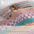 thumbnail image 4 of 3 Piece Boho Duvet Cover Set Full Size,Microfiber Comforter/Quilt Cover with Corner Ties and 2 Pillowcases,Colorful Striped Ethnic Geometric Modern Abstract Art All Season Bedding with Zipper Closure, 4 of 8