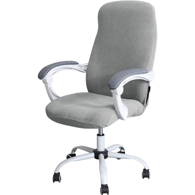 LAICAIW Office Chair Cover Water Resistant Grey Stretch Jacquard Computer Chair Slipcover for Armrest Chairs L
