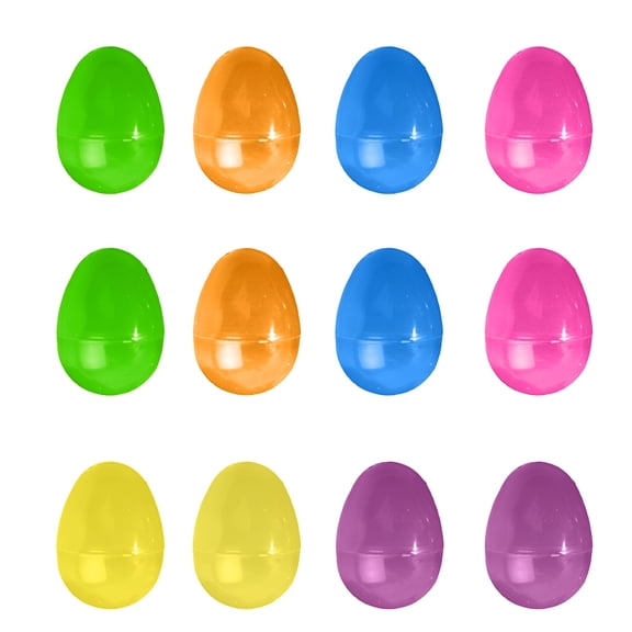 BESTSKY Easter Eggs 3" - 6 Colors Bright Fillable Easter Eggs – 12 Pcs - Easter Basket Stuffers - Empty Large Enough to Hold Toy and Candy - Plastic Easter Eggs Filler Bulk - Egg Hunt Kids Surprise