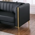 thumbnail image 6 of Homfa 77.6" 3 Seater Sofa, Modern PU Leather Couch with Golden Legs & Armrests & 2 Pillows for Business Office, Black, 6 of 9