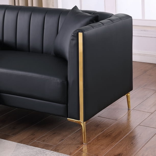 Homfa 3 Seater Sofa, Stylish PU Leather Couch for Living Room