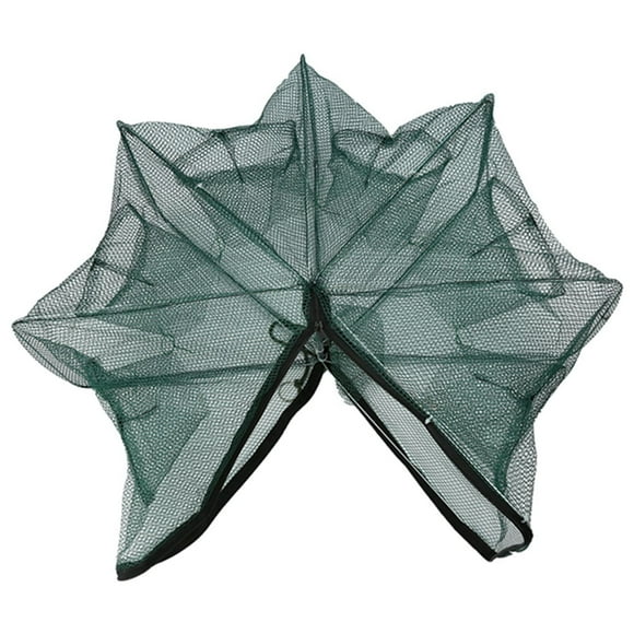Fishing Net, 6/12 Holes Automatic Fishing Pot Trap Nylon Foldable Crab Fish Cage Easy to Use Strong Steel Bar Bracket Special Zipper Design, for Crab Lobster Crawfish