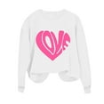 thumbnail image 5 of Crewneck Sweatshirts Valentines Day Tops Womens Long Sleeve Love Heart Printed Loose Pullover Fall Spring Clothes (XS, White), 5 of 7