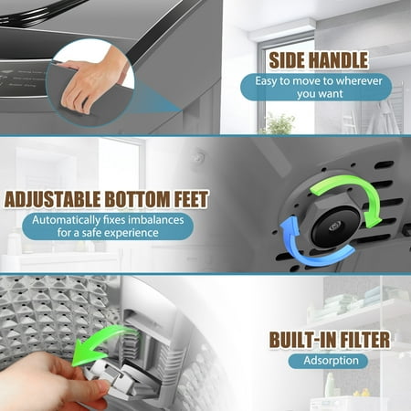 Veeboto Washing Machine, 15.6 lb Portable Washer with LED Display, 10 Programs & 8 Water Levels, Tub and Spin-Dry Combo with Child Lock with Delayed Start for Apartments, Dorms, Home and More