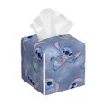 thumbnail image 1 of Funda para caja de pañuelos de cuero con puntadas cuadradas: soporte para papel de seda con cinturón inferior, funda estética con forma de cubo para pañuelos faciales, moderna y decorativa para baño,, 1 of 8