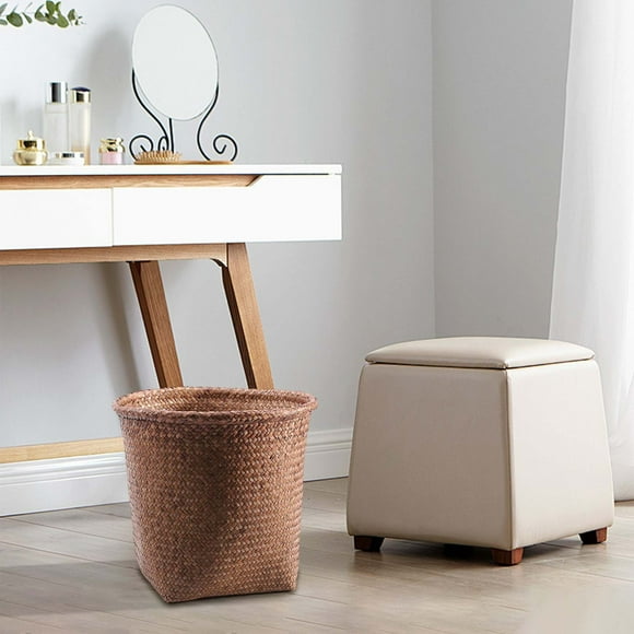 Boovnll Coffee Multi Purpose Round Sky Local Seaweed Basket Household Clothing Children's Toy Storage Basket Indoor Straw Weaving Flower Basket Decoration, Storage, Organization and Storage