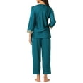 thumbnail image 3 of INSPIRE CHIC Women's Satin Sleepwear Night Suit V Neck Lace Nightwear Lounge Pajama Set S Dark Green, 3 of 5
