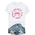 thumbnail image 3 of Nuoqisi T-Shirts Graphiques Mignons avec Nœud pour Femmes de la Saint-Valentin, T-Shirt Décontracté à Imprimé, Col Rond, T-Shirt d'Été à Manches Courtes, Hauts Tendance, T-Shirt Esthétique Chic, Hauts Tee Esthétiques, T-Shirt Rose avec Nœud, T-Shirt Girly, 3 of 6