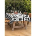 thumbnail image 3 of Outdoor Tablecloths with Umbrella Hole & Zipper, Black White Boho Rectangle Tablecloth 60x120 Inch, Vintage Abstract Art Ethnic Tribe Waterproof Table Cloth, Patio/Pool/Picnic Table Covers, 3 of 8
