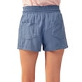 thumbnail image 3 of URBAN DAIZY Women's Casual Linen Shorts Elastic Waist Rope Drawstring with Pockets Pull On Summer Beach Pants A42_6587 Blue Stone S, 3 of 6