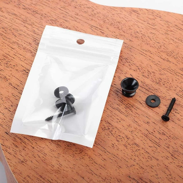 Langgg 2 Pieces Guitar Strap Locks Buttons Acoustic Electric Bass Pegs Buckle Professional Musical Instrument Replacement Parts Black 5Set