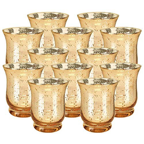 Household GUIFIER Classy Mercury Glass Votive Candle Holder Set of 12,Speckled Silver Tealight Candle Holders 2.67 H for Birthday Gastronomy Wedding Party Celebration Silver