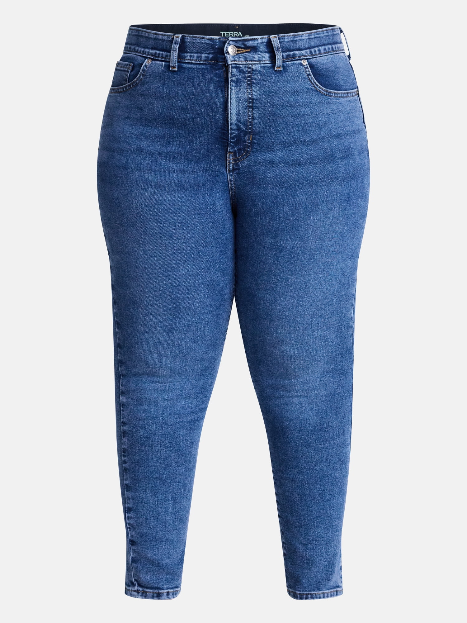 Terra & Sky Women's Plus Signature High Rise Skinny Jeans, 30" Inseam, Sizes 16W-26W