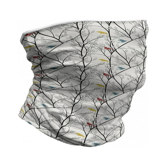 Forest Neck Gaiter, Woodland Nature Birds Trees, Unisex, Coconut and Multicolor, by Ambesonne