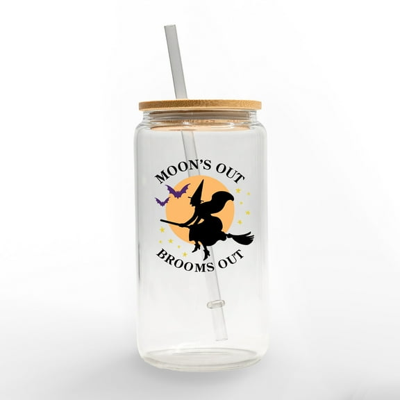 Creative Products Moon's Out Brooms Out 16 oz. Glass Can Cup